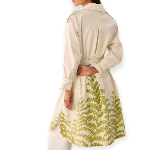 ANTHROPOLOGIE Tropical Printed Oversized Trench Coat Spring Unique Size M NEW - Picture 12 of 15